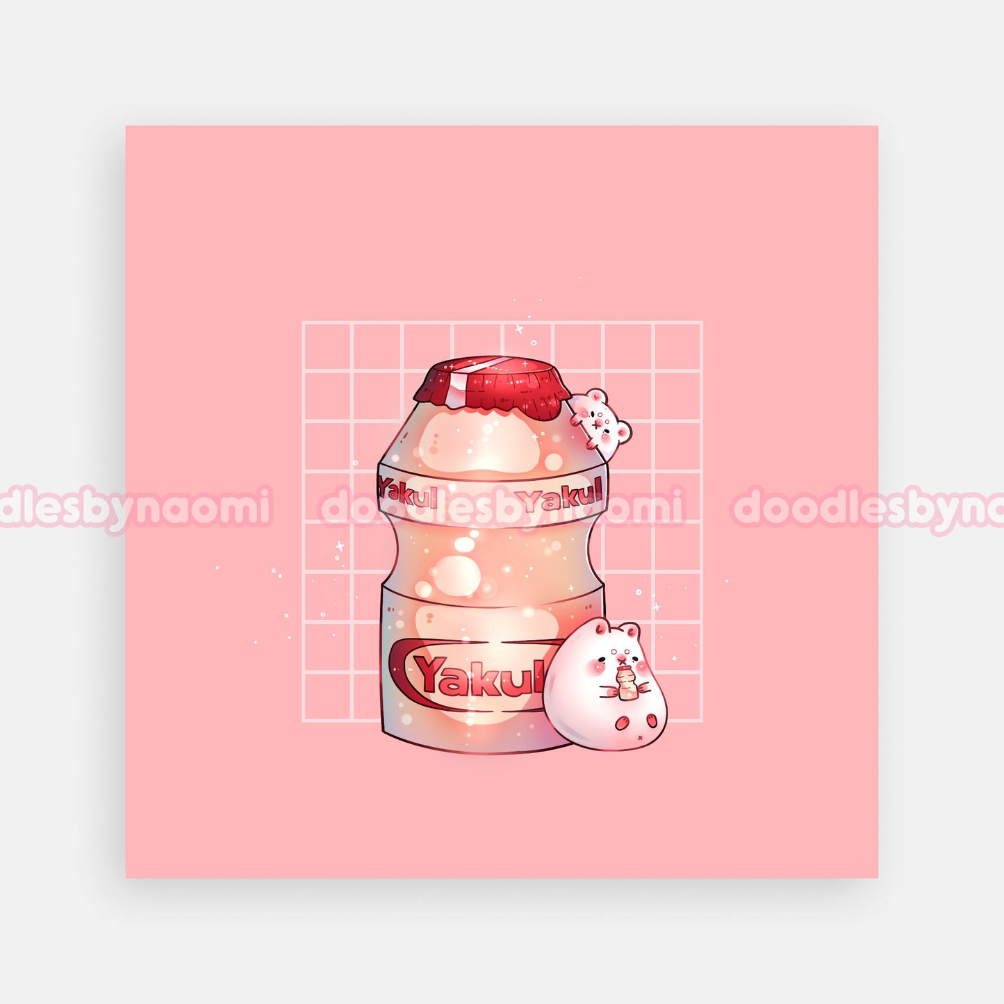 Yakult art print | Snack art print | Cute art print decor (5"x 5")