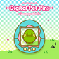 Digital Pet Pins cover with turquoise shell and alien pet