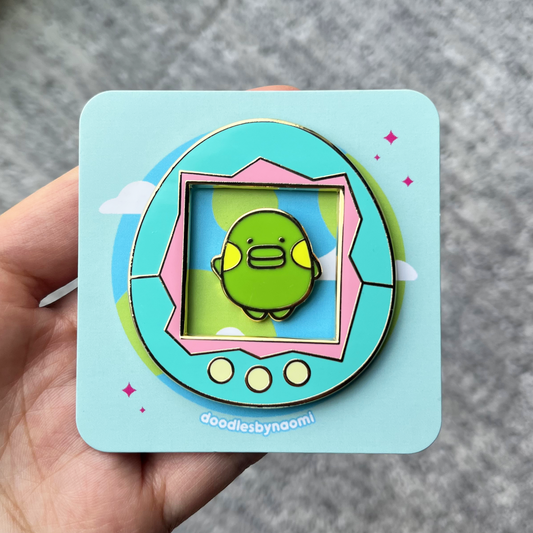 "Alien" pet pin with turquoise "Cotton Candy" shell pin variant.