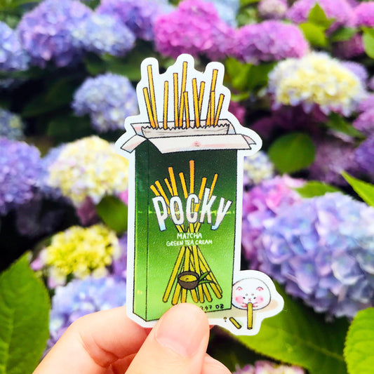 Green tea pocky sticker | Cute snack sticker | Cute vinyl sticker | Cute laptop decal