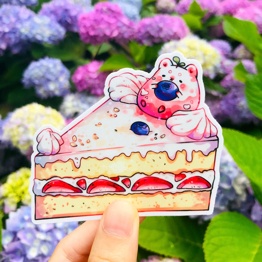 Strawberry cake sticker | Cute cake sticker | Cute dessert sticker | Cute vinyl sticker | Cute laptop decal