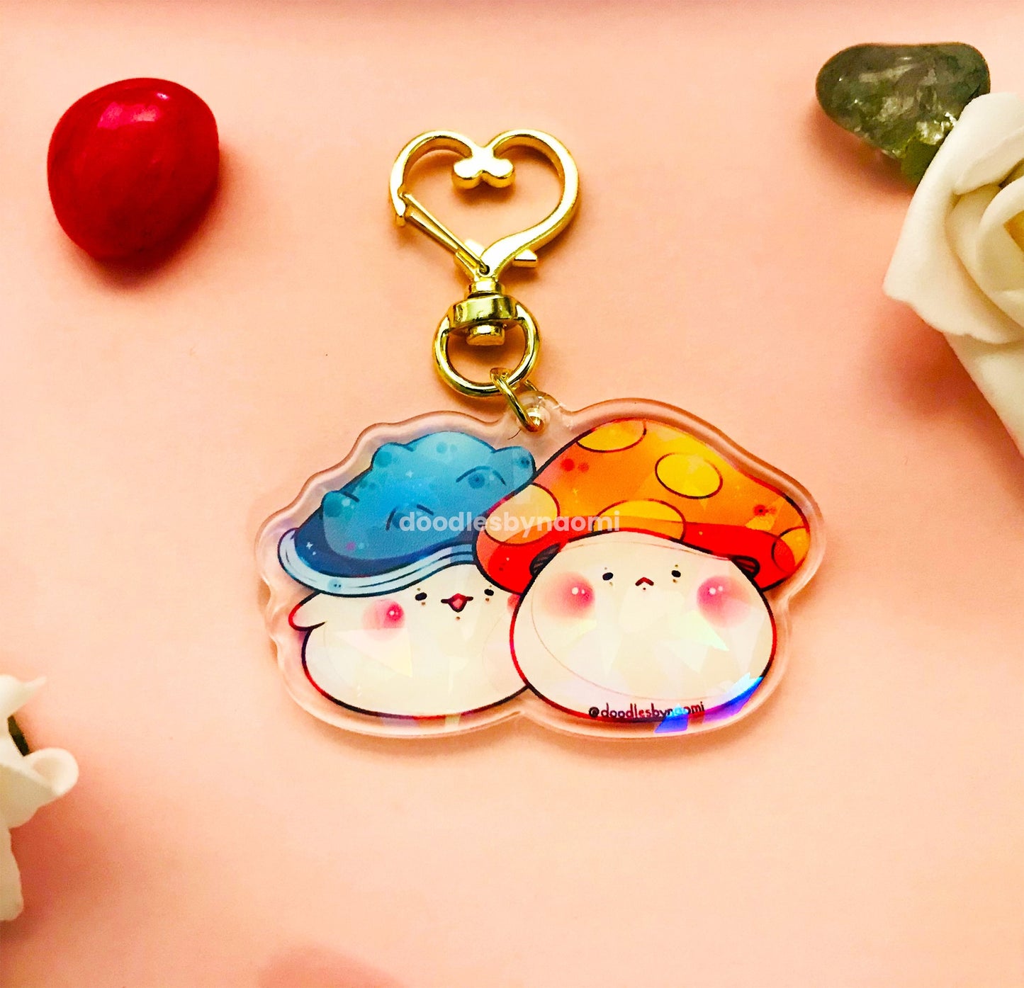 Holographic mushroom keychain | Mushroom keychain | Gamer keychain | Cute keychain