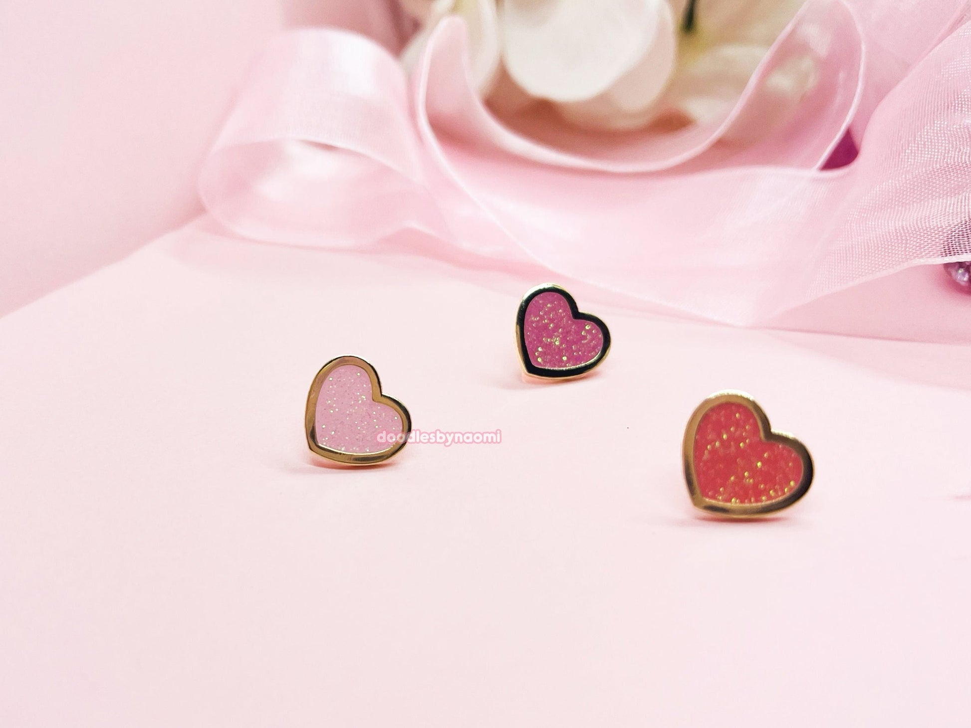 Heart enamel pin set | Mini pins | Filler pins | Cute enamel pin | Glitter enamel pin