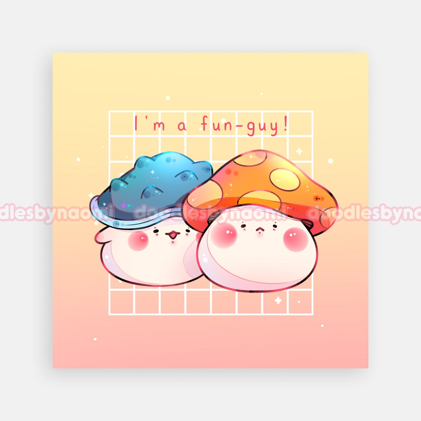 Mushroom art print | Funny art print | Gamer art print | Cute art print decor (5"x 5")