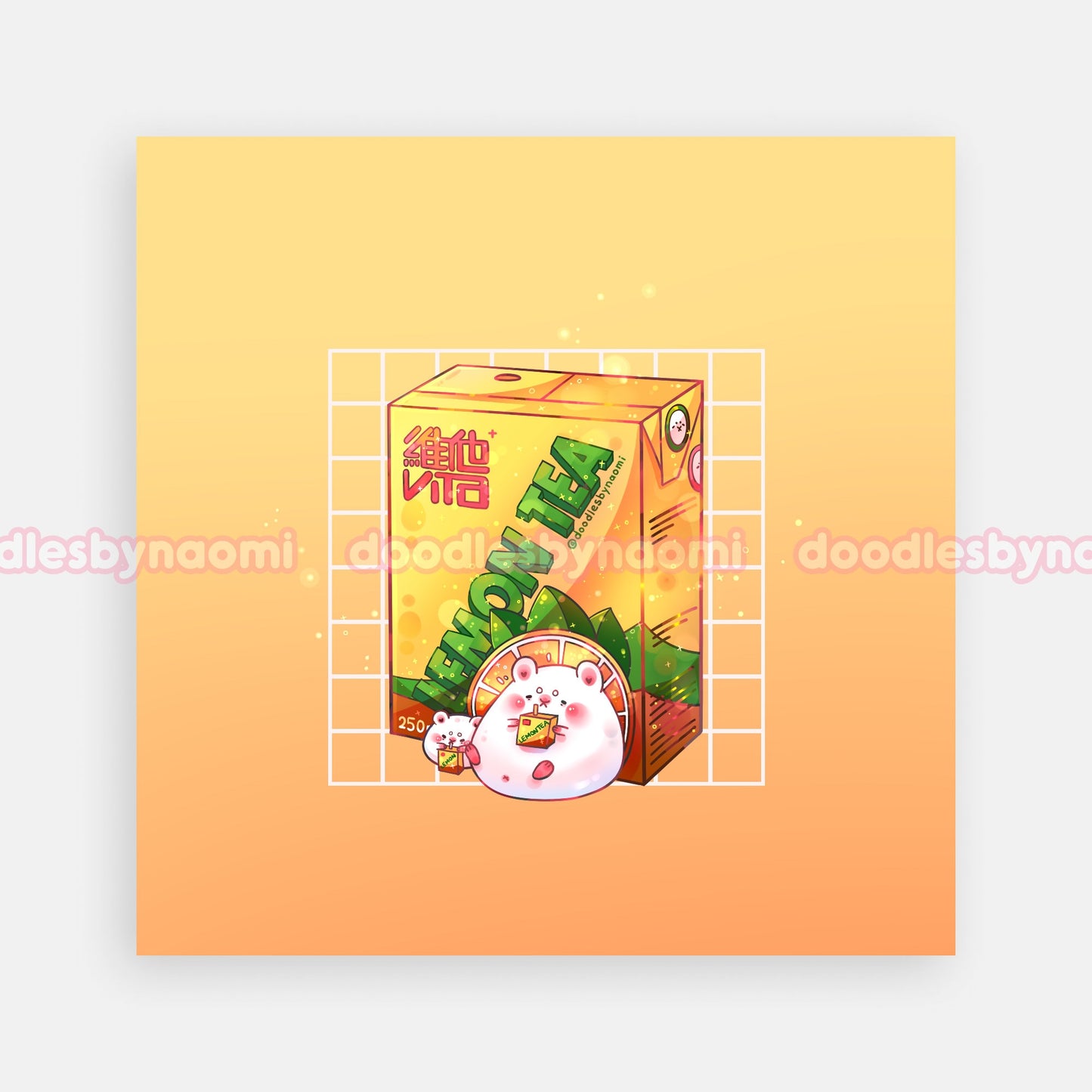 Lemon tea art print | Vita drink art print | Snack art print | Cute art print decor (5"x 5")